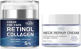Creme firmador de pescoço e creme facial de retinol para antirrugas, 2 unidades de creme de pescoço e creme facial de retinol para apertar a pele flácida e hidratar, ajuda a reduzir linhas finas e
