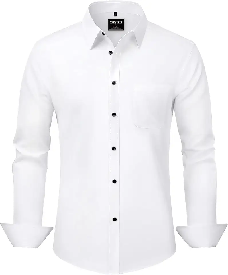 YEEKISUS Mens Dress Shirts Long Sleeve Button Down Shirts Classic Regular Fit Formal Casual Business Shirt with Pocket
