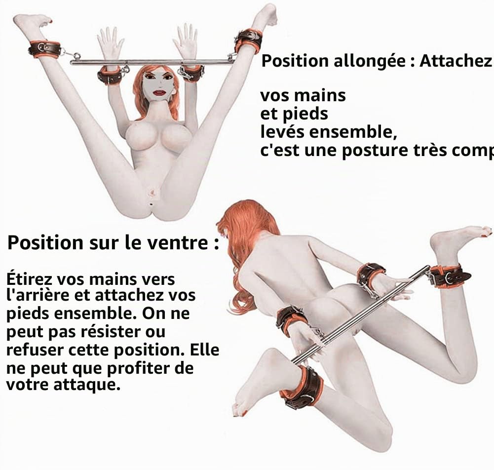BDSM Menottes de bondage pour mains et pieds avec barre d’écartement réglable