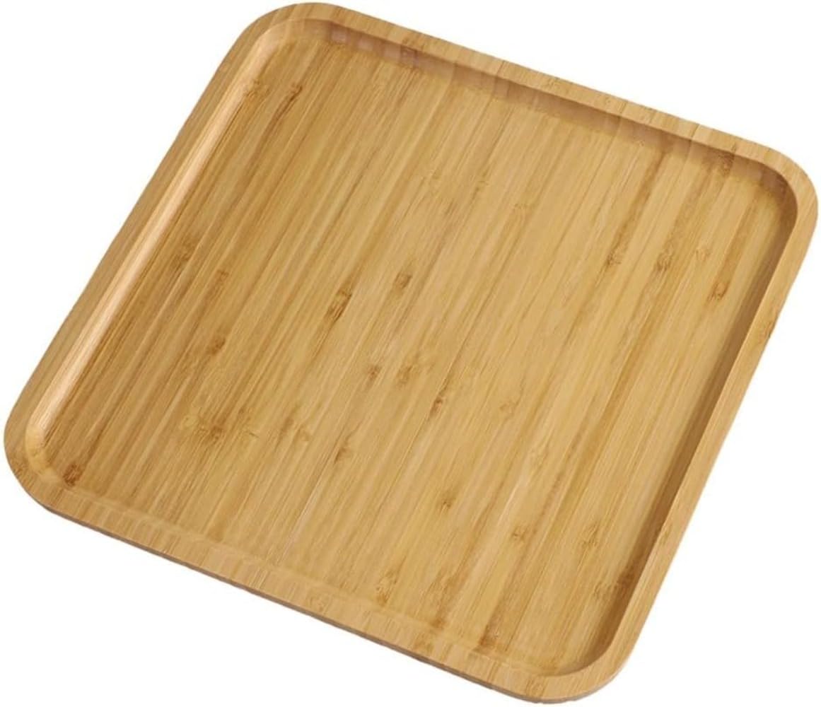 Square Bamboo Tray, Bamboo Tray Serving Plates, Sustainable Wooden Tray, for Dinner, Parties and Bars, Home, Hotel, Restaurant (30 x 30 x 1.5 cm)