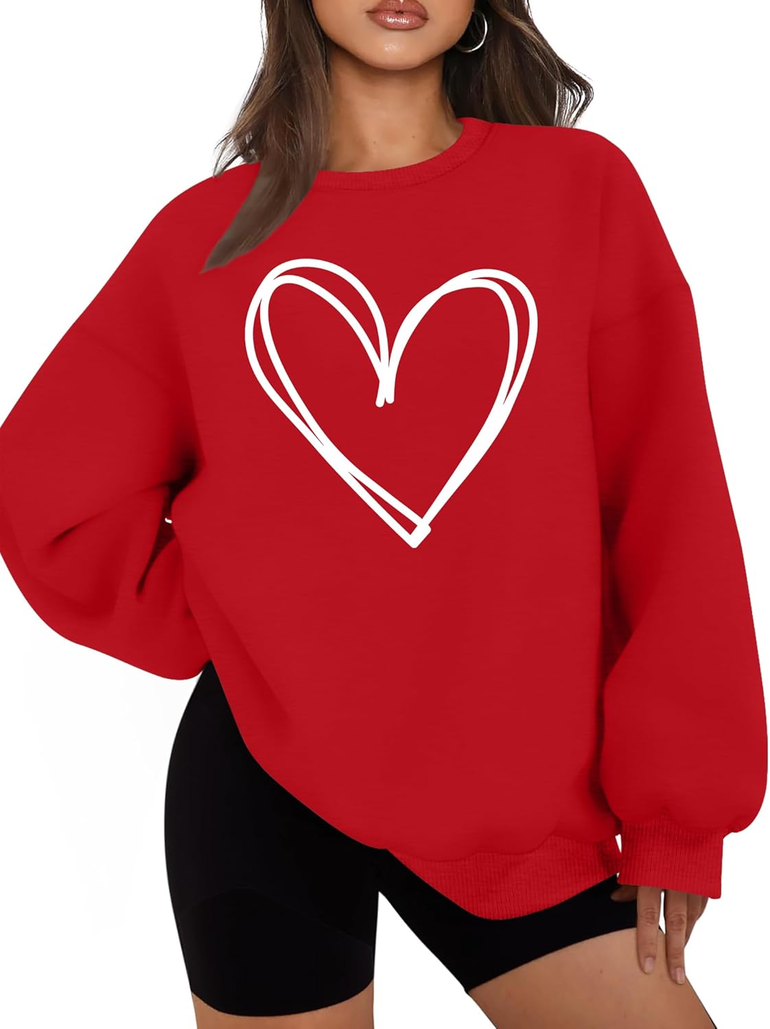 hohololo Valentines Day Sweatshirt Women Valentine Shirts Love Heart Long Sleeve Tops Oversized Crewneck Pullover
