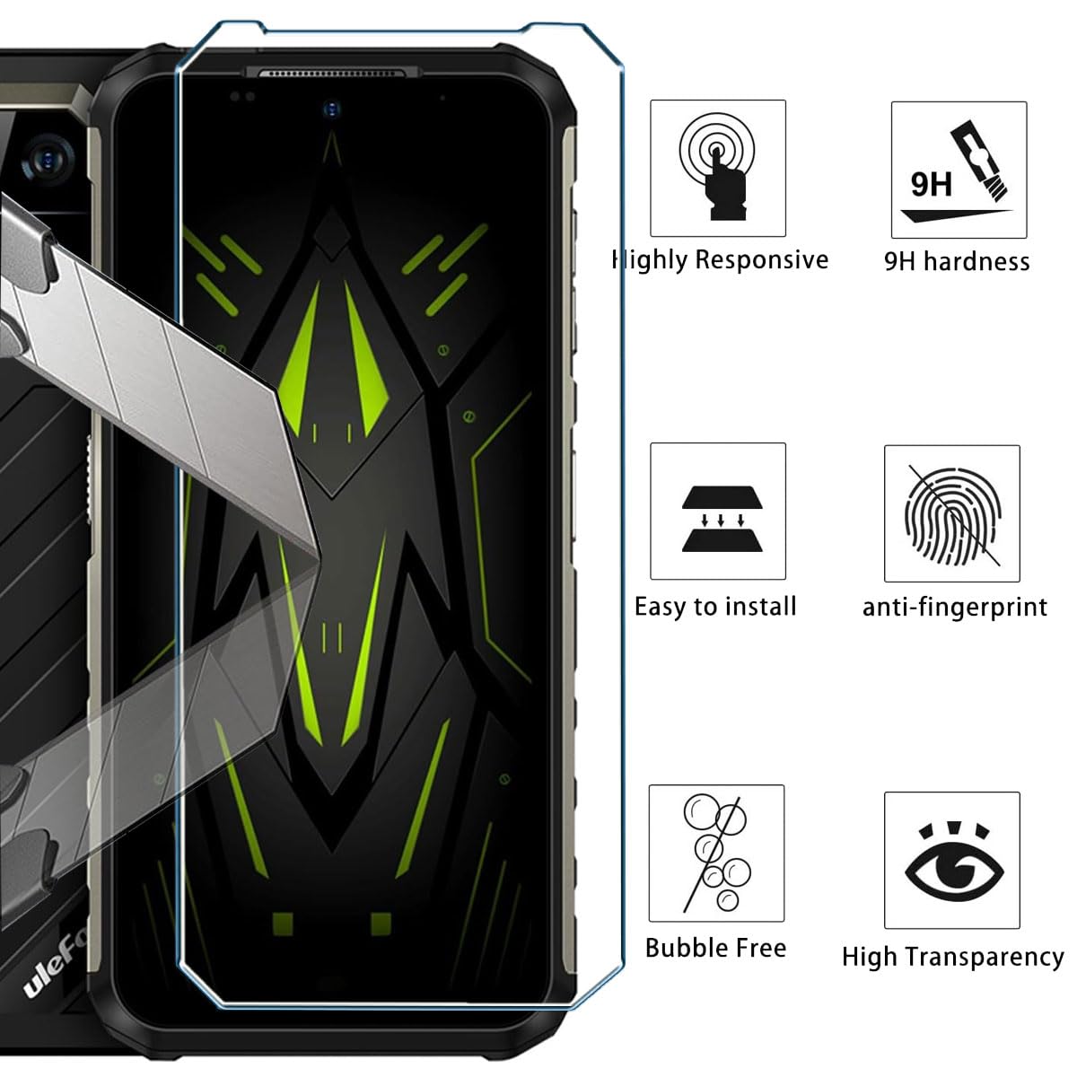 Xiangyun 3 Piezas Protector Pantalla para Ulefone Armor 22(6.58") Cristal Templado Transparente Ultra HD Protector Vidrio Protectora Película de Display Membrana for Ulefone Armor 22(6.58")