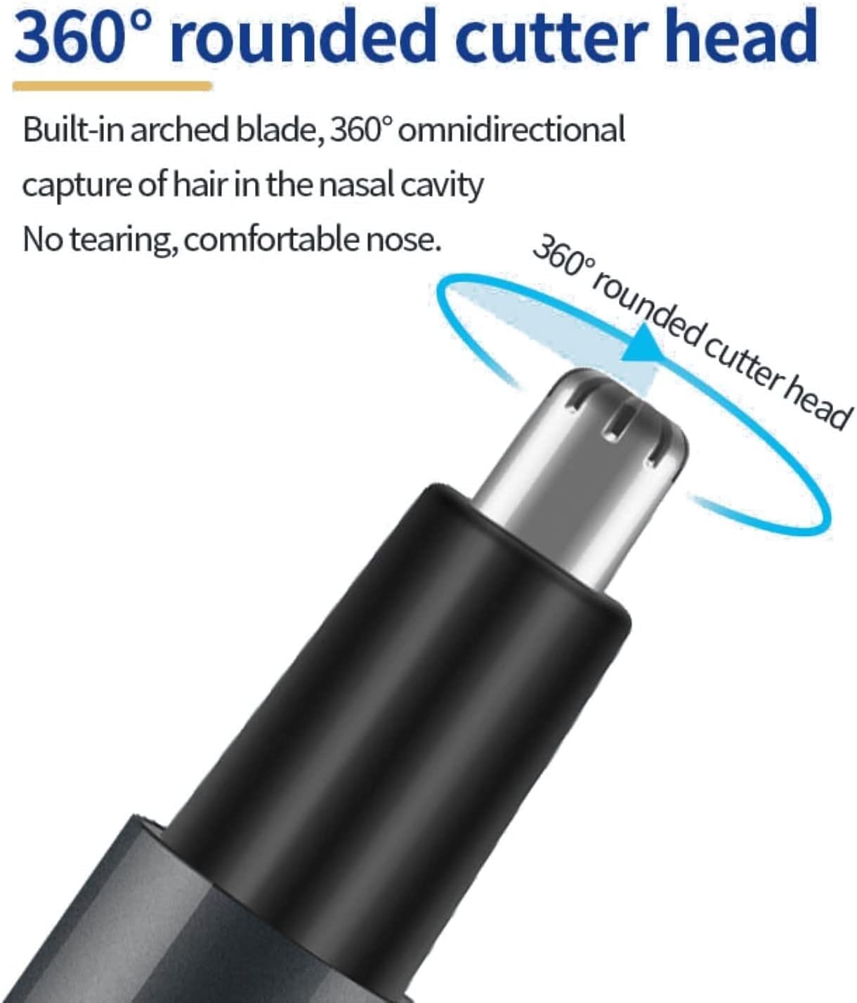 Rifinitore multifunzione for peli del naso e dell'orecchio, ricaricabile tramite USB, indolore, for uomini donne, nero