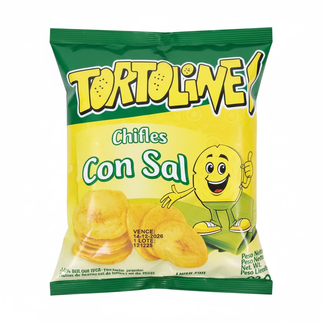 Chifles Con Sal - Pack de 30 Bolsas - Chips de Plátano Ecuatorianos Originales - 100 gramos - Tortoline, GOYA - Snack Crujiente y Natural de Ecuador - NEXU