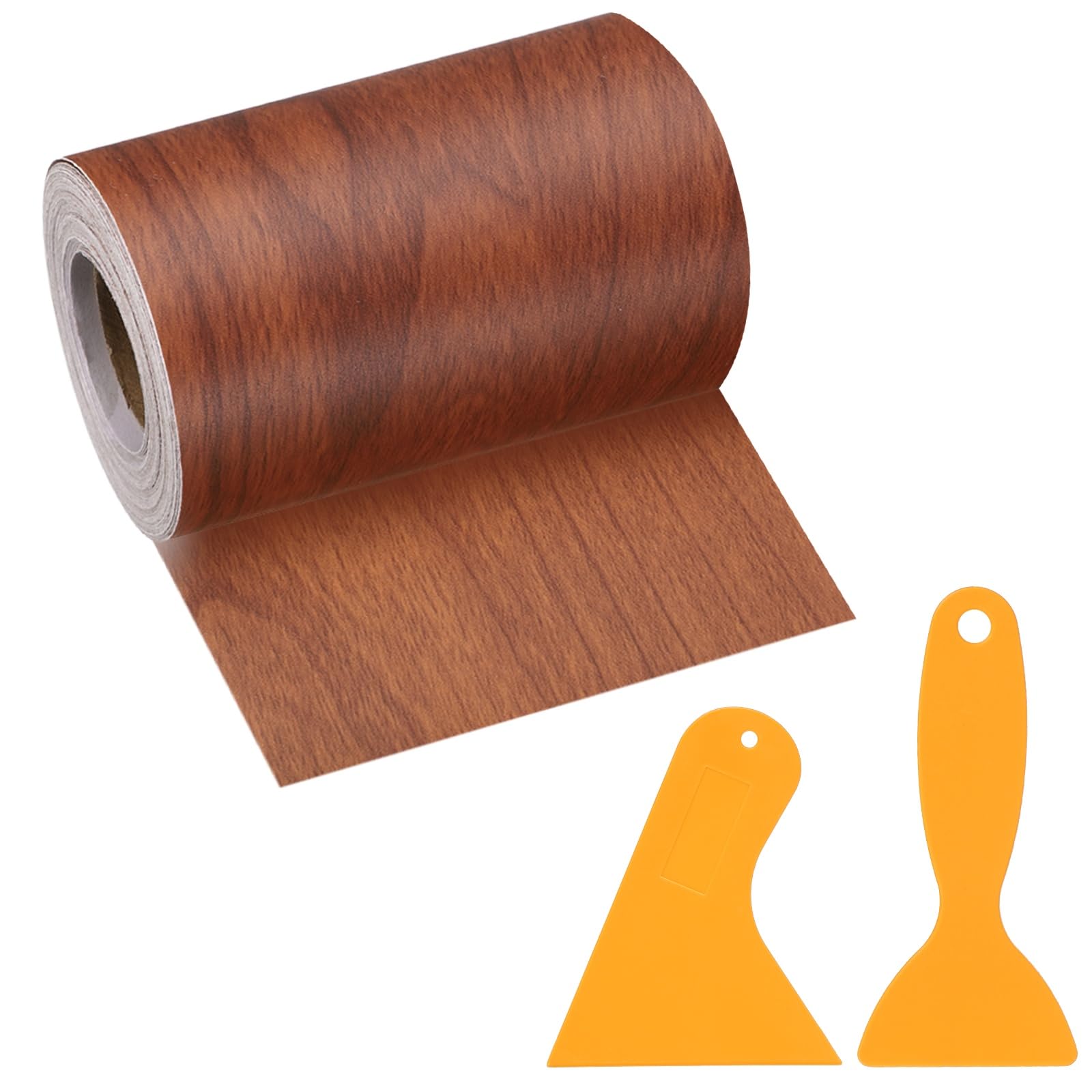 PATIKIL Wood Grain Repair Tape, 3" x 33' Self Adhesive Realistic Wood Tape with Scraper Durable Repair Patch for Furniture Floor Window Door Table DIY Home Decor, Brown Wood Grain