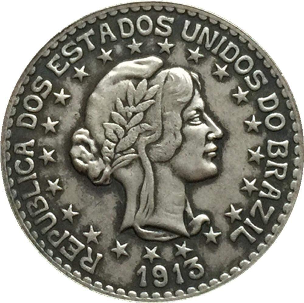 1913 Brazilian Coin 500 Ruis Copper Plated Silver Rock Coin Coin CraftsCoin Collection Commemorative Coin