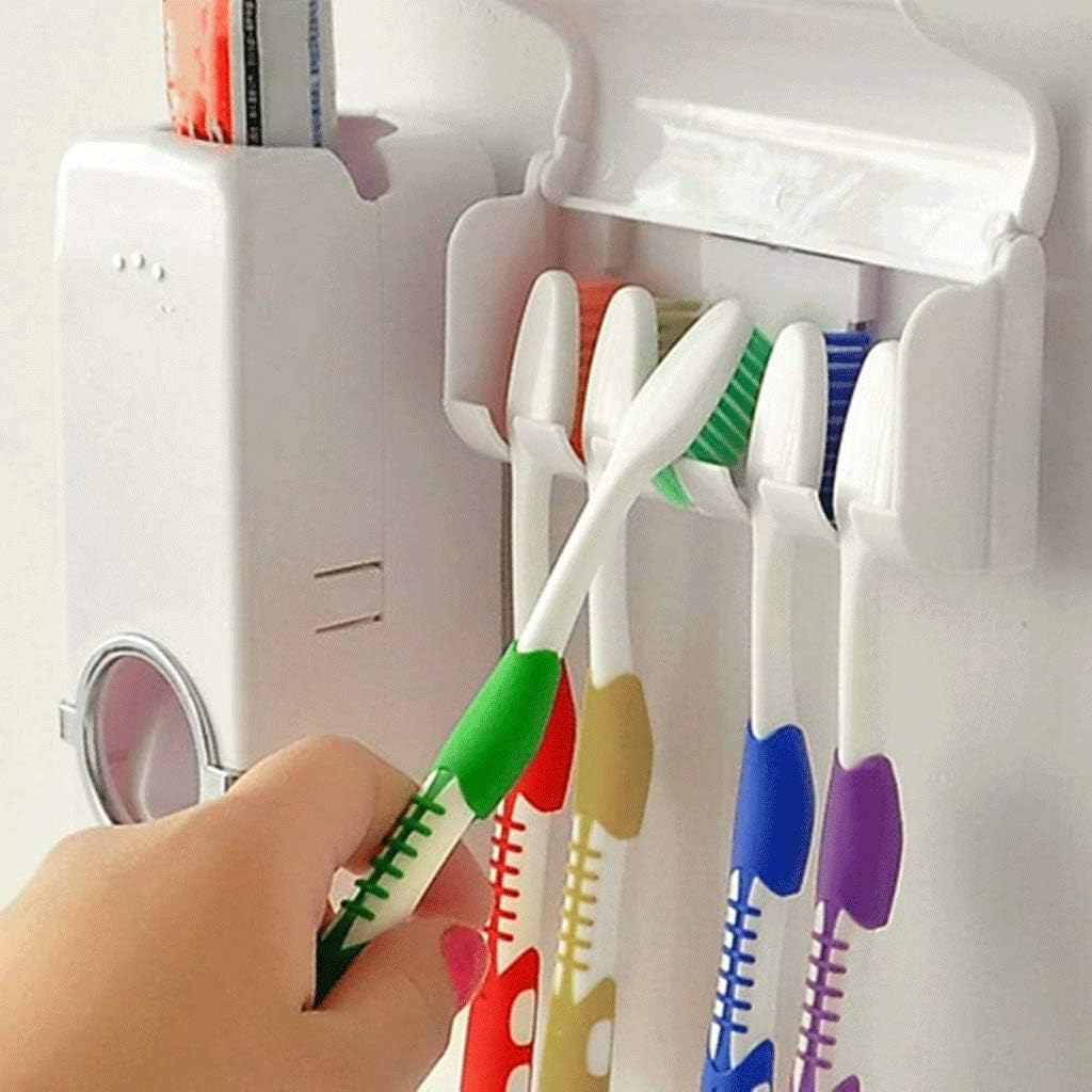 Toothbrush Holder - Bathroom Wall Mounted Automatic Toothpaste Organizer with for Kids Adult(E)