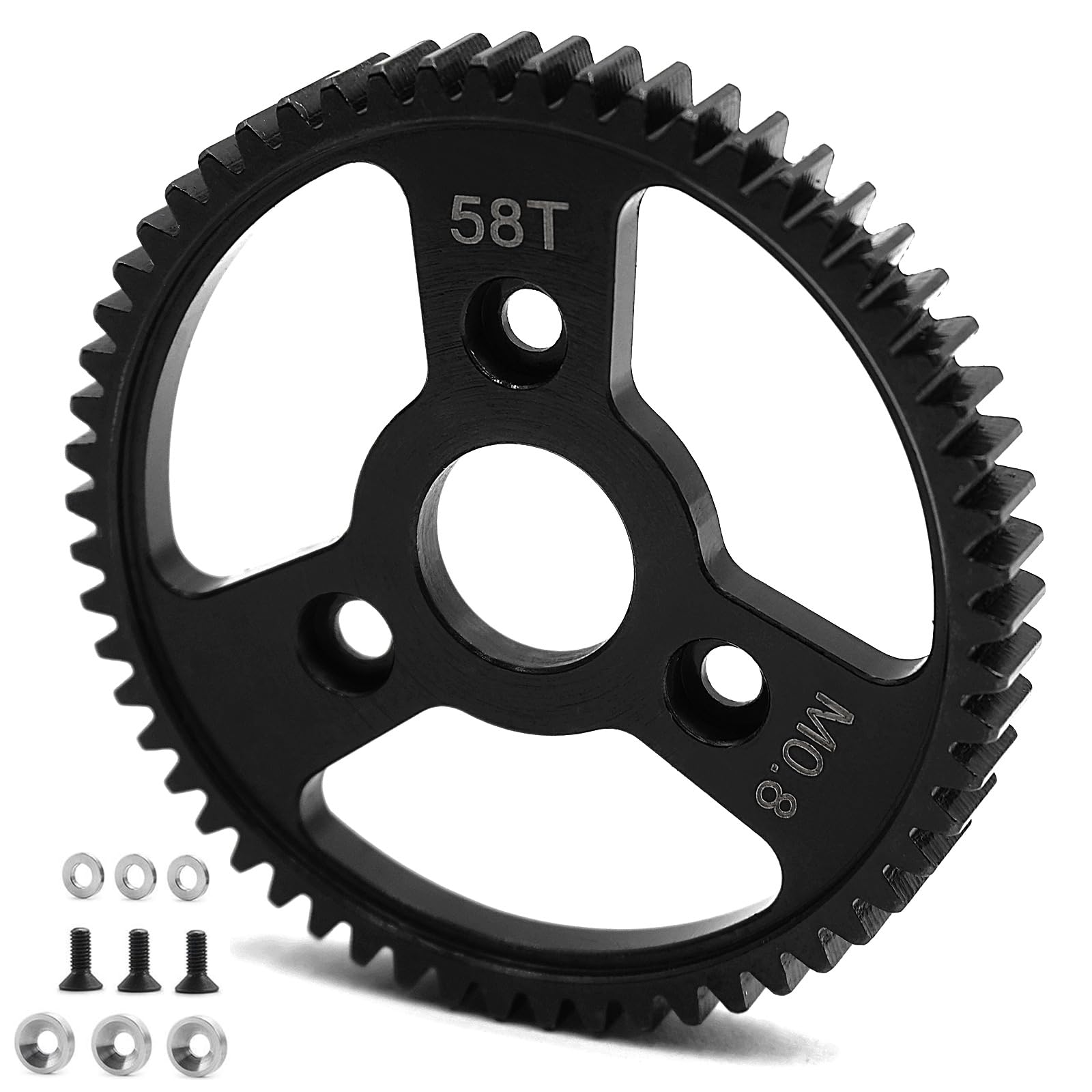BRKRC Carbon Steel 54T 56T 58T Spur Main Gear 32P 0.8M Gears for 1/10 Tra-xxas Slash Platinum Rustler Stampede 4x4 VXL 2WD Jato Rally E-REVO Summit T-Maxx (58T)