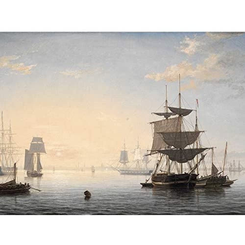 Artery8 Lane Harbour Of Boston City In Distance Unframed Wall Art Print Poster Home Decor Premium