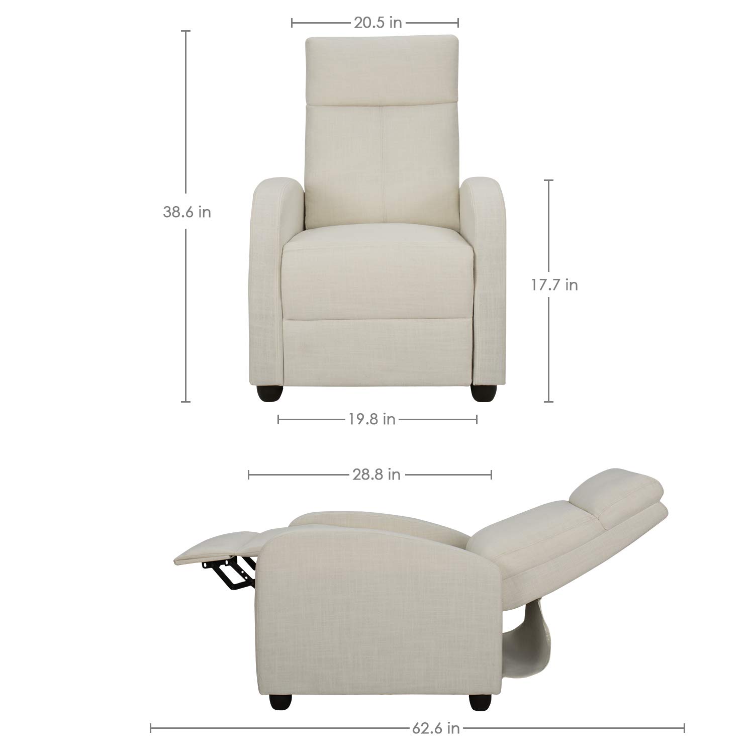 Buy JUMMICO Recliner Chair Adjustable Home Theater Single Fabric Recliner Sofa Furniture with