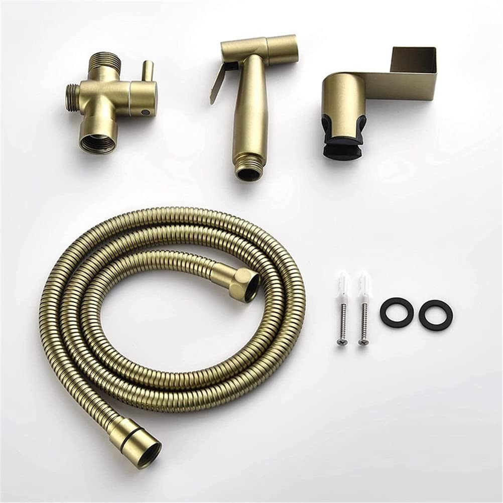 Spruzzatore Per Bidet Tenuto in Mano, Atomizzatore Per WC Portatile/in Acciaio Inossidabile Con Gancio, Facile da installare, Per Animali Domestici, Igiene Personale,Brushed gold
