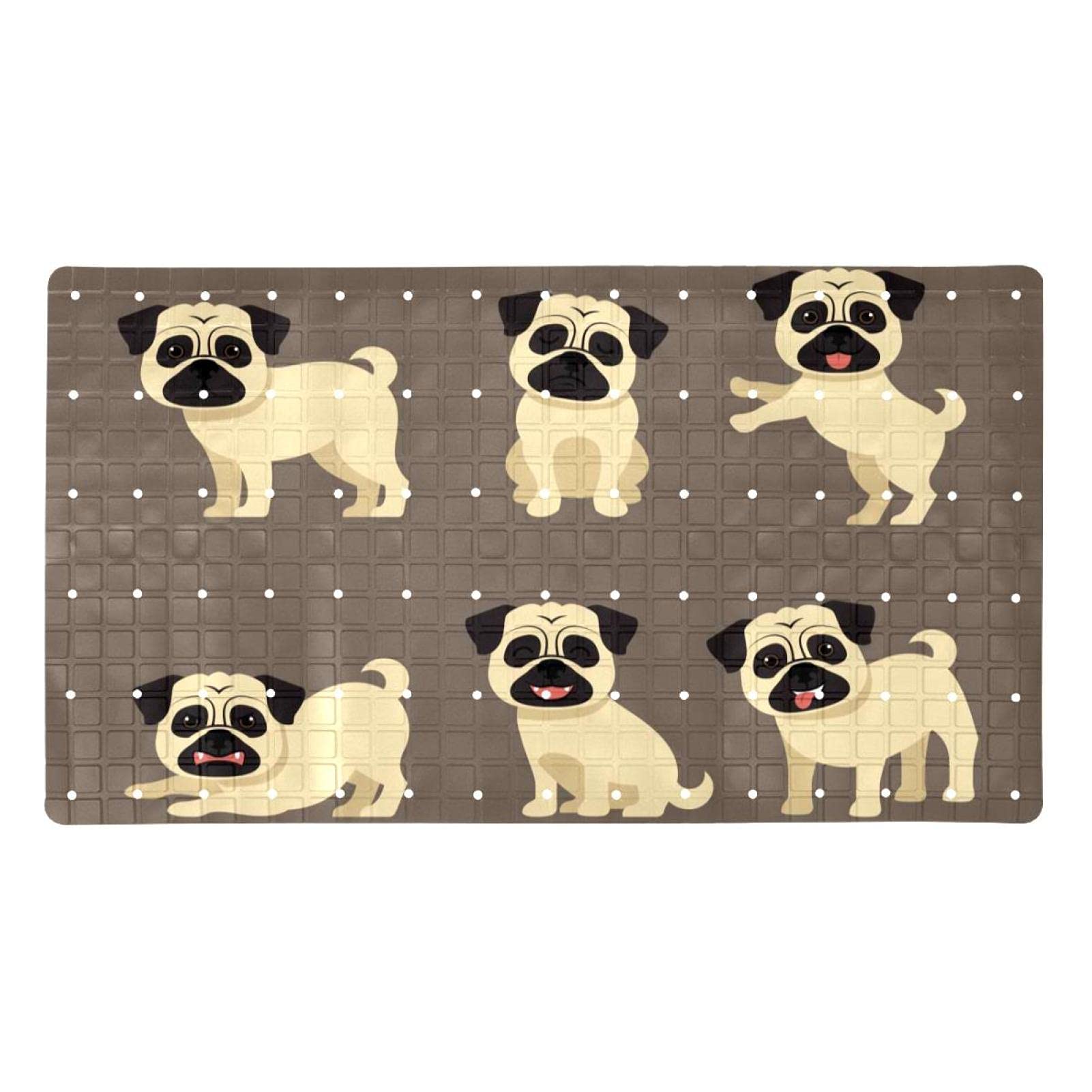 Tapis de bain antidérapant 112 ventouses en PVC motif carlins sécurité