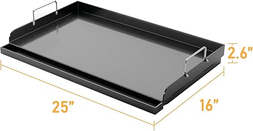 Miniatura 2 de Utheer Plancha antiadherente de nanocerámica de 25 x 16 pulgadas para parrillas de gas y carbón, parte superior plana universal con ranura para