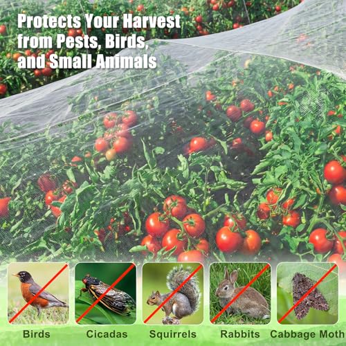 Image of FEED GARDEN Garden Netting 8x33FT Ultra-Fine Mesh PE Cover for Vegetables Fruits Garden Row Cover Raised Bed Durable Protection from Birds Animals