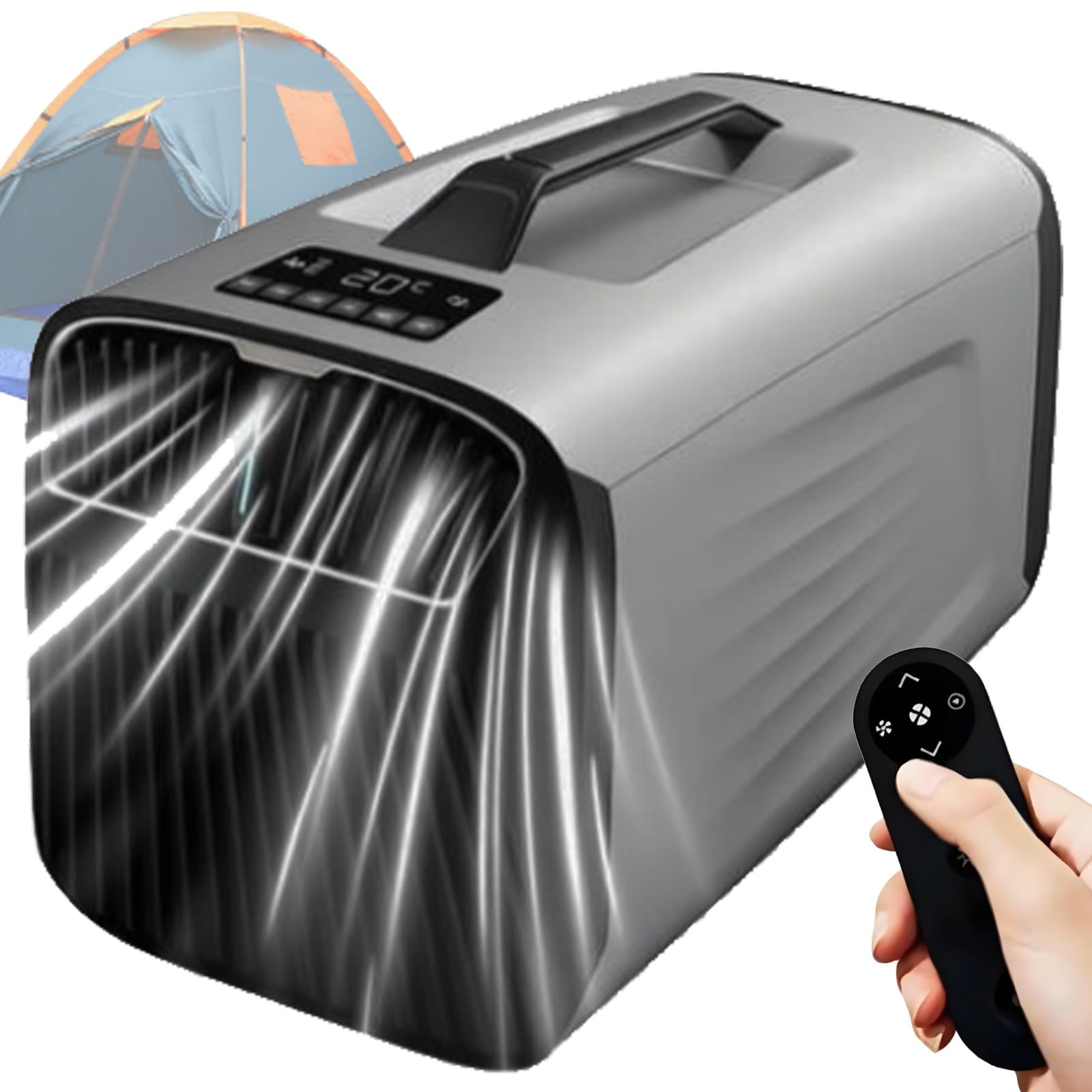 Quixnova 5200 BTU Portable Camping Air Conditioner, 4-in-1 Quiet Small AC Unit with Remote Control, Mobile Air Conditioner for Tent, RV, Car, Garage, Indoor & Outdoor Use B-12V