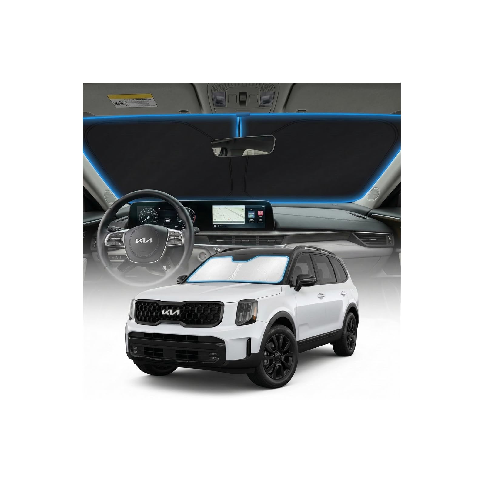 for Ford Bronco Sun Shade Windshield Cover - Custom Fit Bronco Accessories 2021-2024 2025 Sunshade Foldable UV Protection & Heat Shield Sun Visor Accessories — view 101