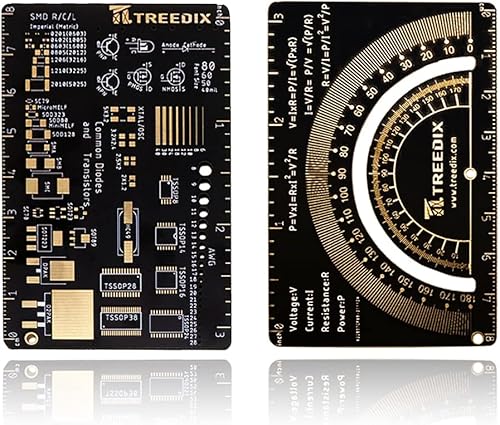 2 piezas multifuncional PCB regla 3 pulgadas herramienta de medición longitud de onda de color, diodo Schottky, resistencia de diodo Zener, chip de