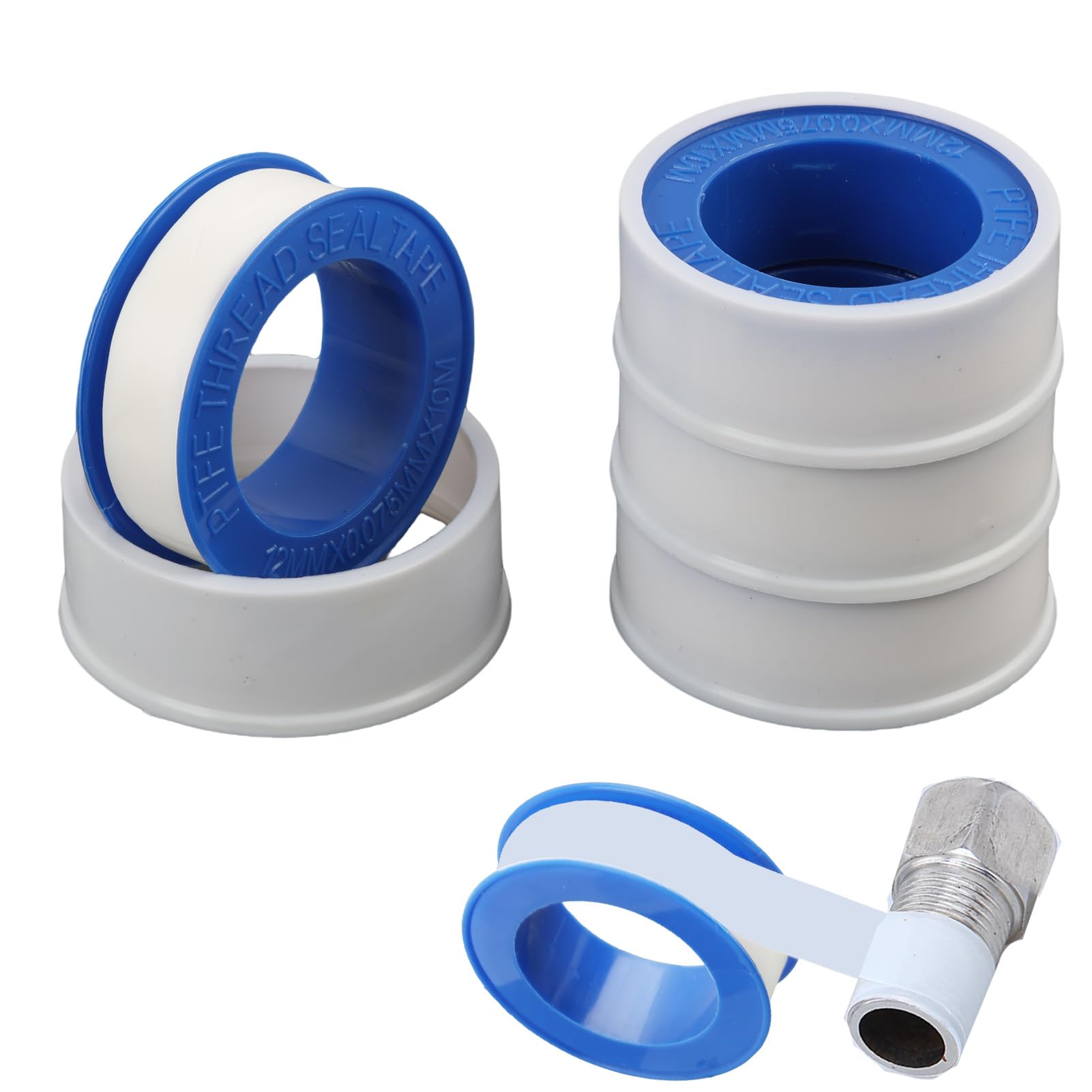 4 PCS, Cinta de Teflón PTFE, Cinta Selladora de Tubería, ﻿Cinta y Tape, Cinta de Sellado de PTFE, Selladora de Tubería para Plomería, Material Sellador Impermeable para Fontanería, 10m x 12mm