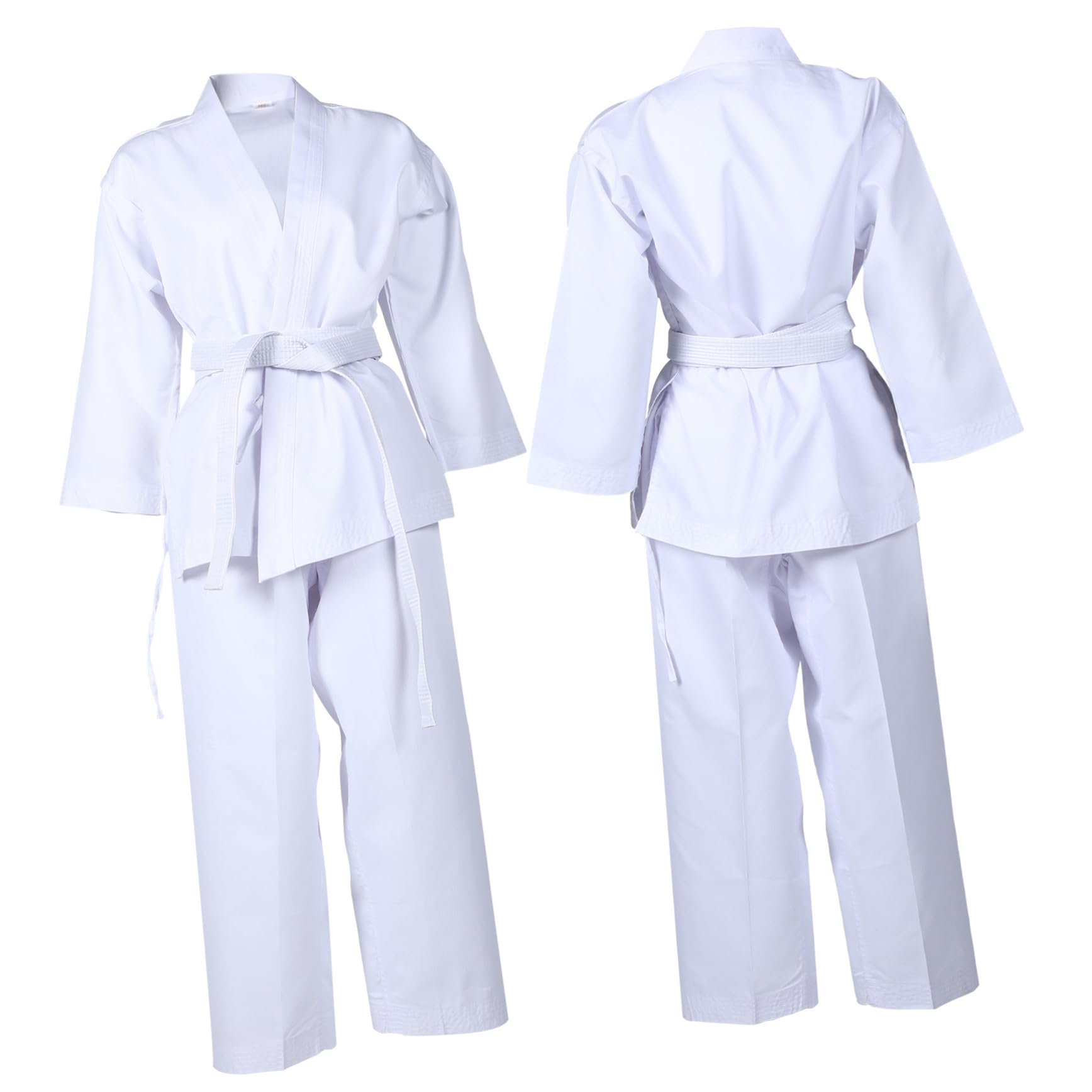 Tenue de Karaté pour Adulte en Polyester Blanc Ceintures Élastiques Pratiques, pour L'entraînement Compétition, 1 Set de Vêtements de Sport Confortables