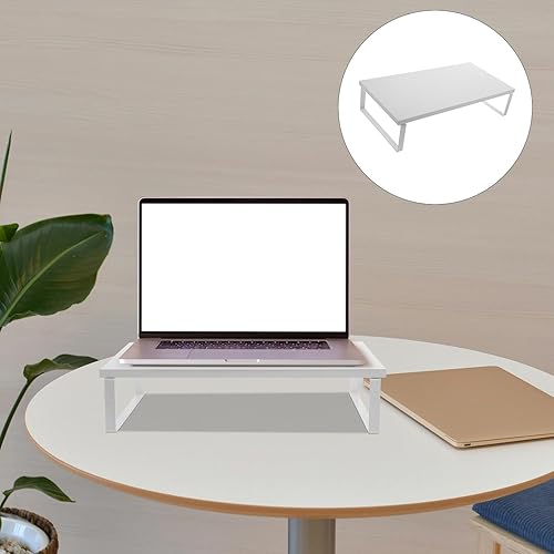 Miniatura 8 de Mikinona Sturdy Monitor Stand Riser White Desktop Table Stand for Laptop Printer Storage Home Office School Desk Organizer Compact Display Elevation
