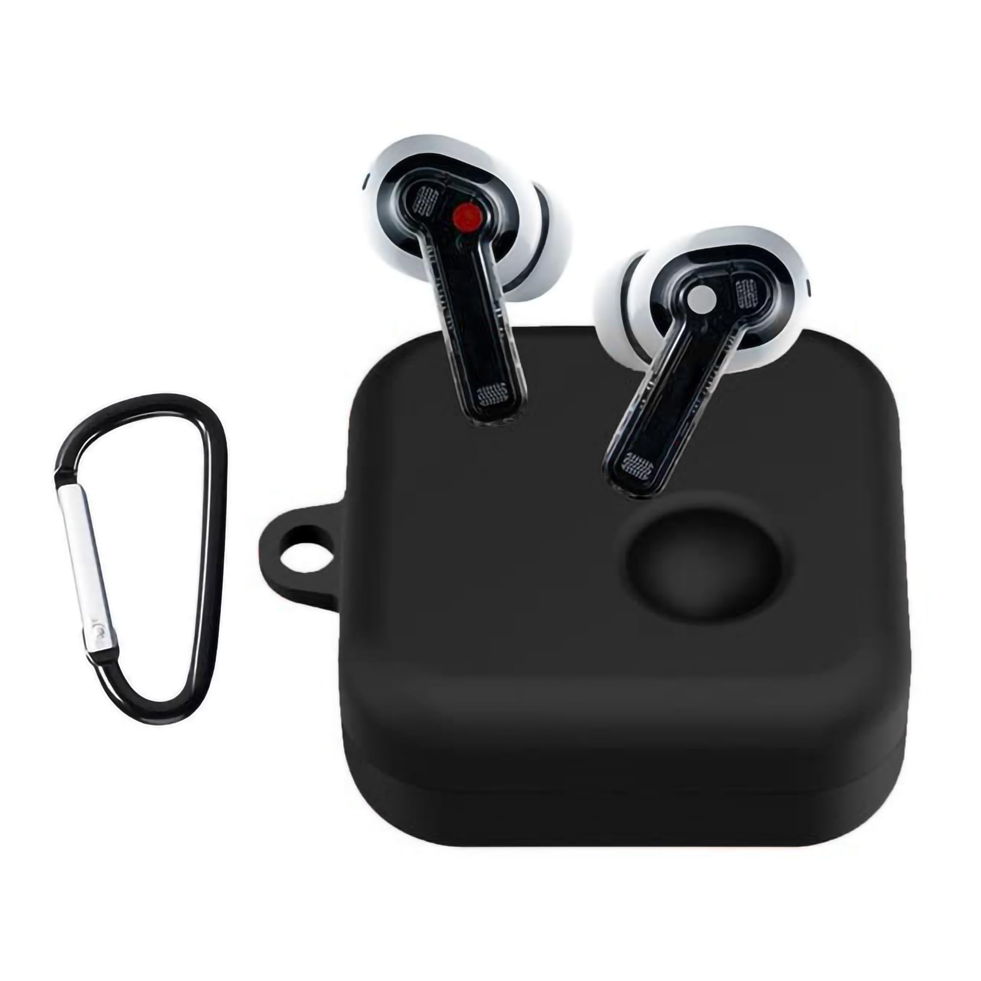 Sounce Silicone Earbud Case Cover Compatible with Nothing Ear 1, Shockproof, Dustproof Protective Cover with Precise Fit, Anti-Slip Grip, Wireless Charging Support (Cover Only, Black)-image-0