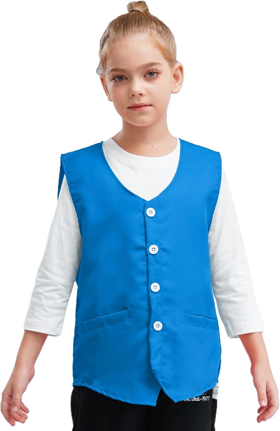 Kaerm Unisex Kids Volunteer Vest Button Up Social Service Waistcoat Cleaning Service Tank Top