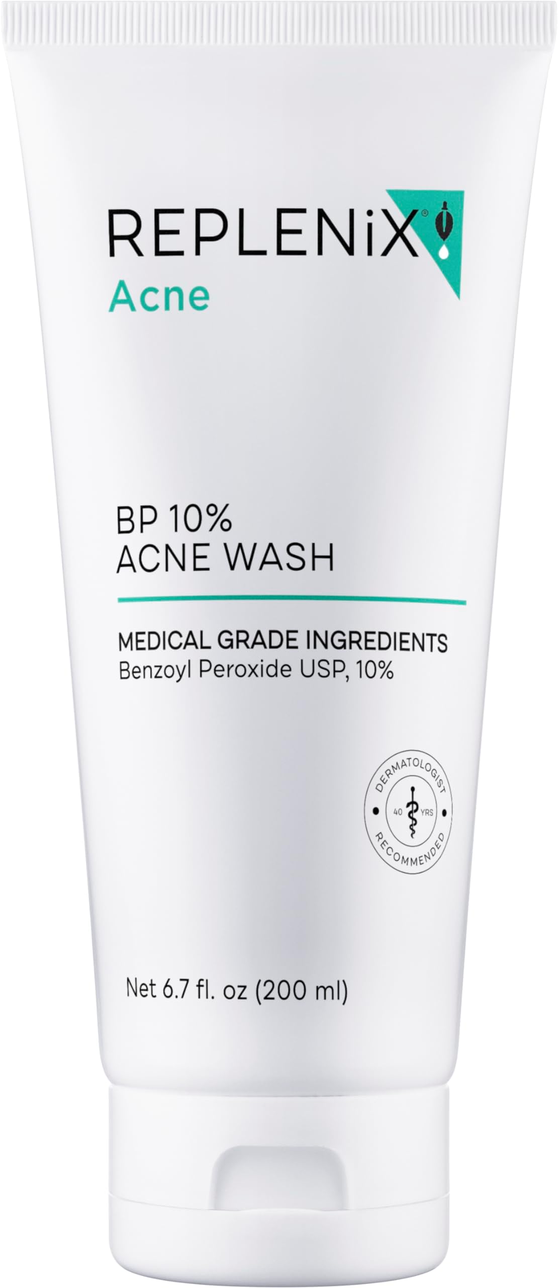 Replenix BP Acne Face Wash, 6.7 Fl Oz, Non-Oily Benzoyl Peroxide Facial Cleanser with Medical-Grade Ingredients for Acne-Prone Skin, Gently Unclogs & Refines Pores, Non-Drying & Non-Irritating