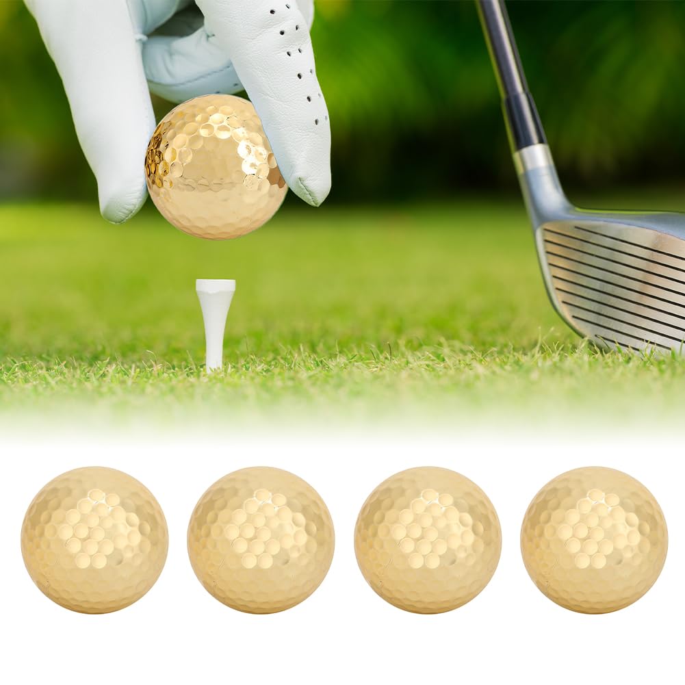 Palline da golf in oro elettrolitico, Palline da golf | Pallina da golf a doppio strato placcata in oro - Pallina da golf a doppio strato placcata in oro da 6 pezzi/set