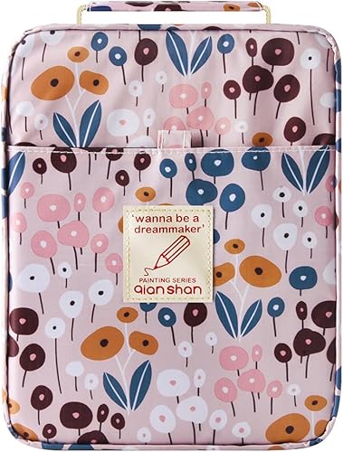 Vista 13 de qianshan Ranura para estuche para lápices, capacidad para 260 lápices de colores o 180 bolígrafos de gel con cierre de cremallera 260-Azul Rosa Daisy