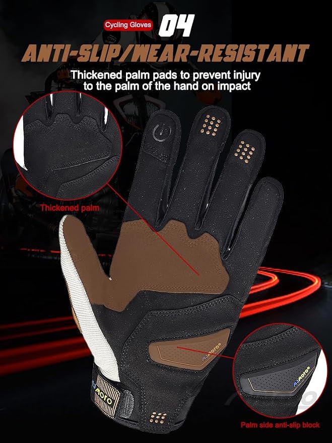 Guantes para motocicleta para adulto color marrón talla grande miniatura 5