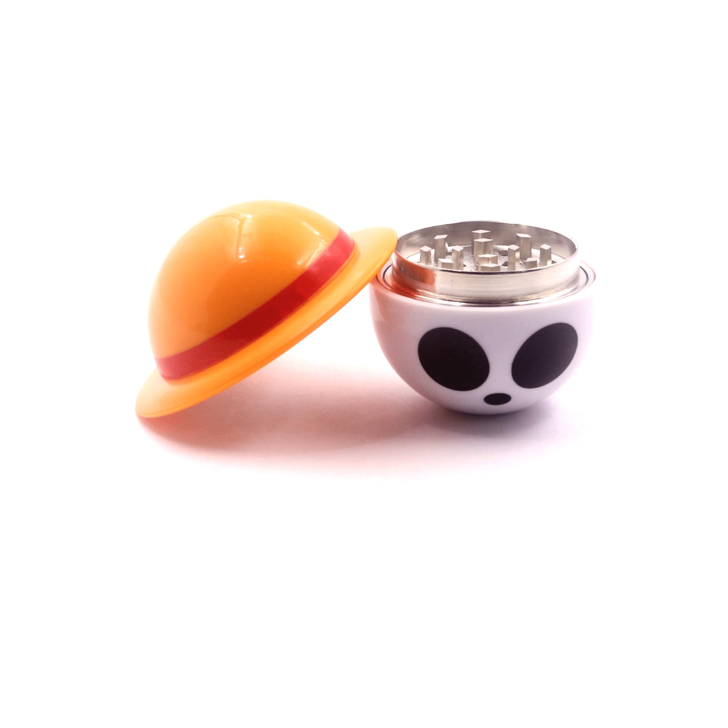 Straw Hat 3-Piece Herb Mill Grinder – Discreet & Stylish Anime Aluminum Stainless Steel Design with Storage Compartment