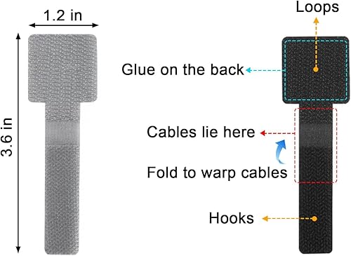 Miniatura 2 de 50 piezas de bridas para cables autoadhesivas con gancho y bucle, organizador de correas de cable ajustables, artículos esenciales para el hogar y