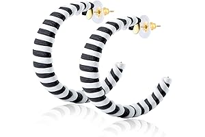 C-Shaped Black Leather Earrings for Women