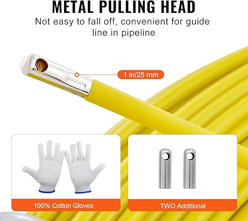 Miniatura 6 de VEVOR Cinta de fibra de vidrio, 516 pulgadas, cinta de pescado eléctrica de 492 pies, extractor de alambre de cinta de pescado, varilla de correr