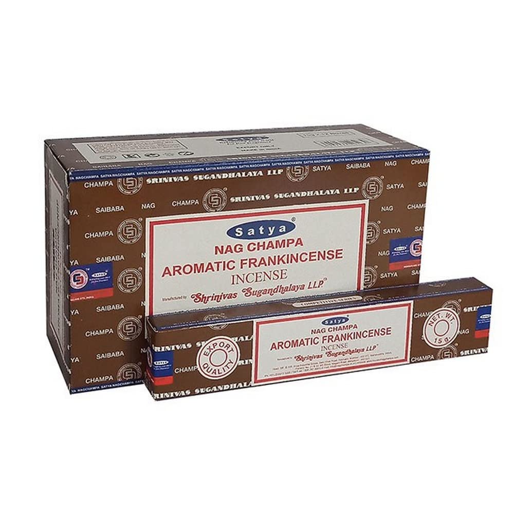 Satya 01344 Aromatic Frankincense Incense Sticks, 12 Packs x 15g