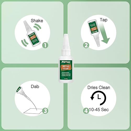 Miniatura 5 de Pegamento de metal, 1.06 oz (30 g), pegamento de metal a metal para pegar metal y otros materiales, pegamento súper instantáneo para metal, vidrio,