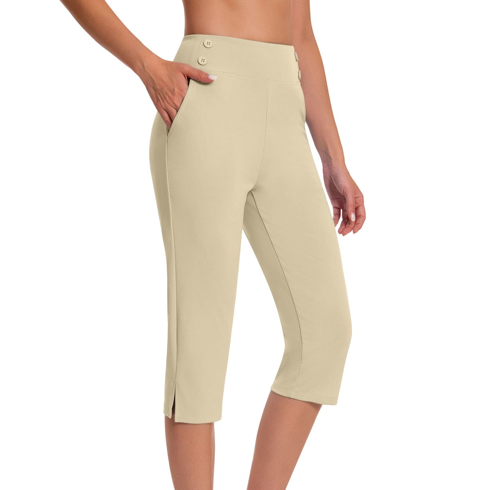 TIGENA Capri Pants for Women Stretch High Waisted Crop Office Work Pants Summer Casual Capris Slacks Yoga Dress Pant