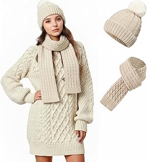 Sponsored Ad - Cutecrop 3 Pcs Christmas Women Long Sleeve Oversized Cable Knit Sweater Dress 2025 Winter Chunky Pullover B...