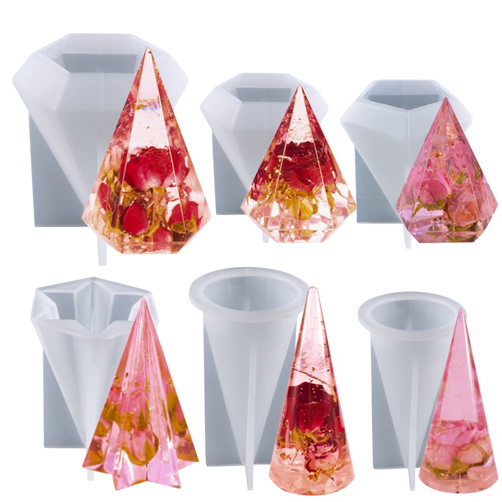 Buy Faceted Ring Cone Resin Mold Silicone, 6 Pcs Ring Holder Molds for