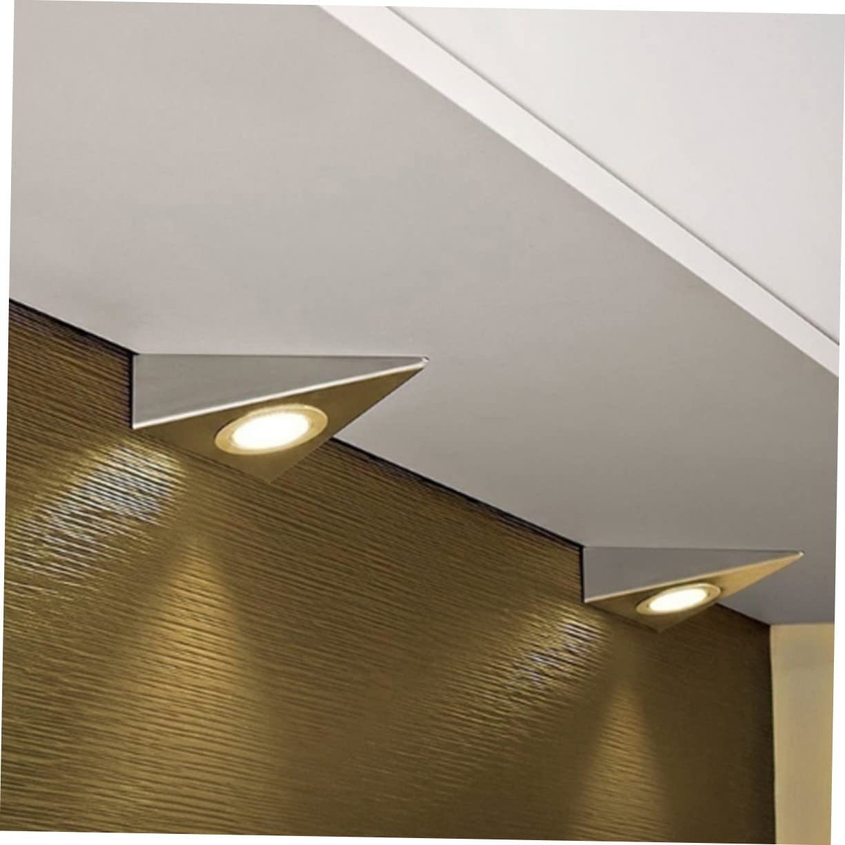 Housoutil Éclairage Led Sous Meuble Triangulaire En Acier Inoxydable Brossé Lumière Blanche Naturelle Pour Cuisine Placard Cave À Vin Meuble Tv