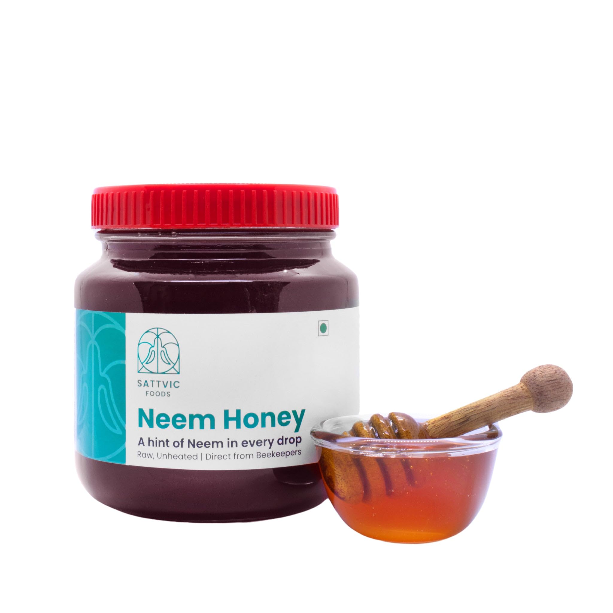 Sattvic Foods Neem Honey (700 g) | 100% Pure, Raw & Unprocessed | Sourced directly from Beekeepers | Ayurvedic Healing Honey, Immunity & Digestive Health Booster | Wild Floral Taste - Consume Raw