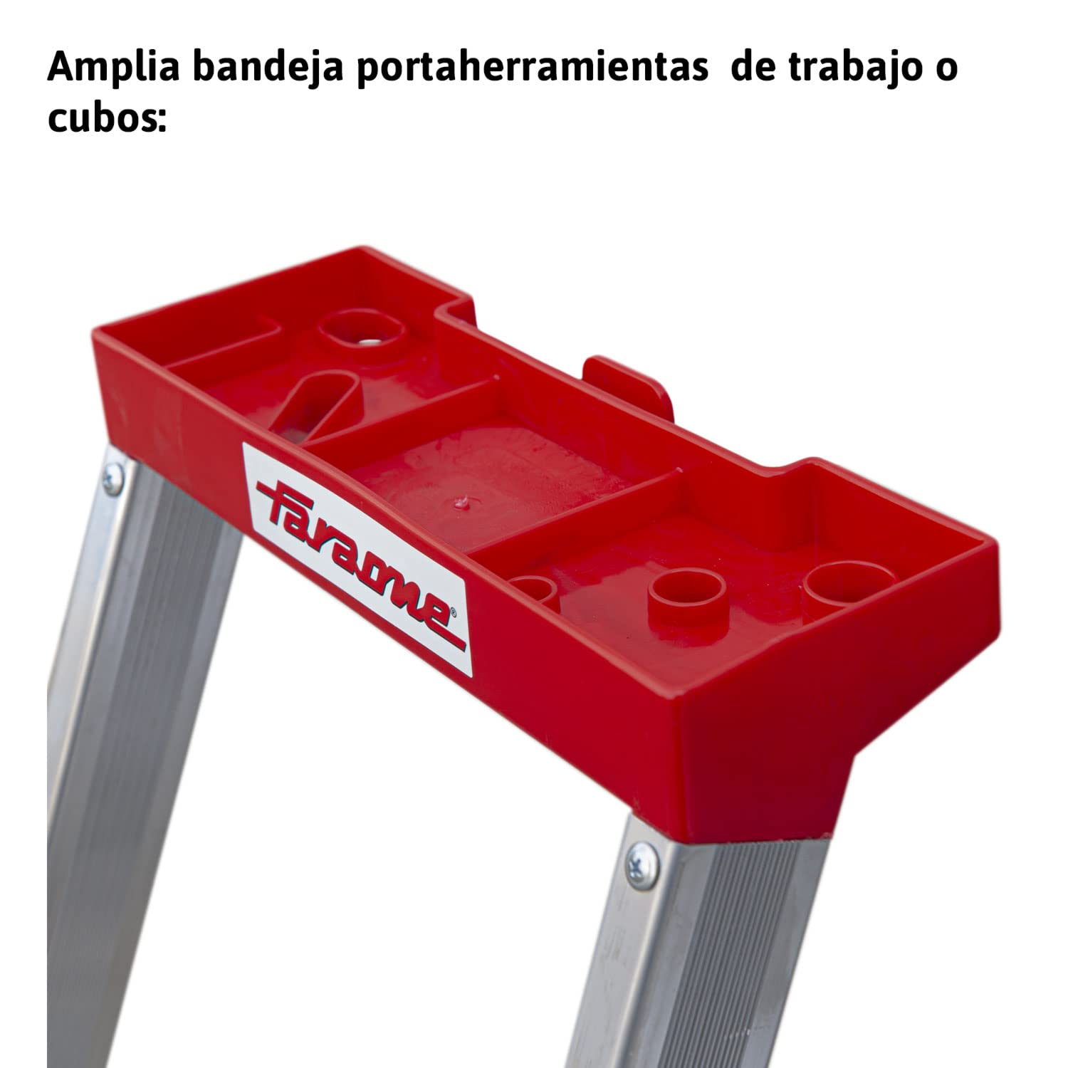 Faraone - Escalera de Aluminio EN944-4 peldaños - Escalera de Tijera Profesional - 165x46x15 cm - con Bandeja Portaobjetos y Barandilla - Peso soportado de hasta 150 kg