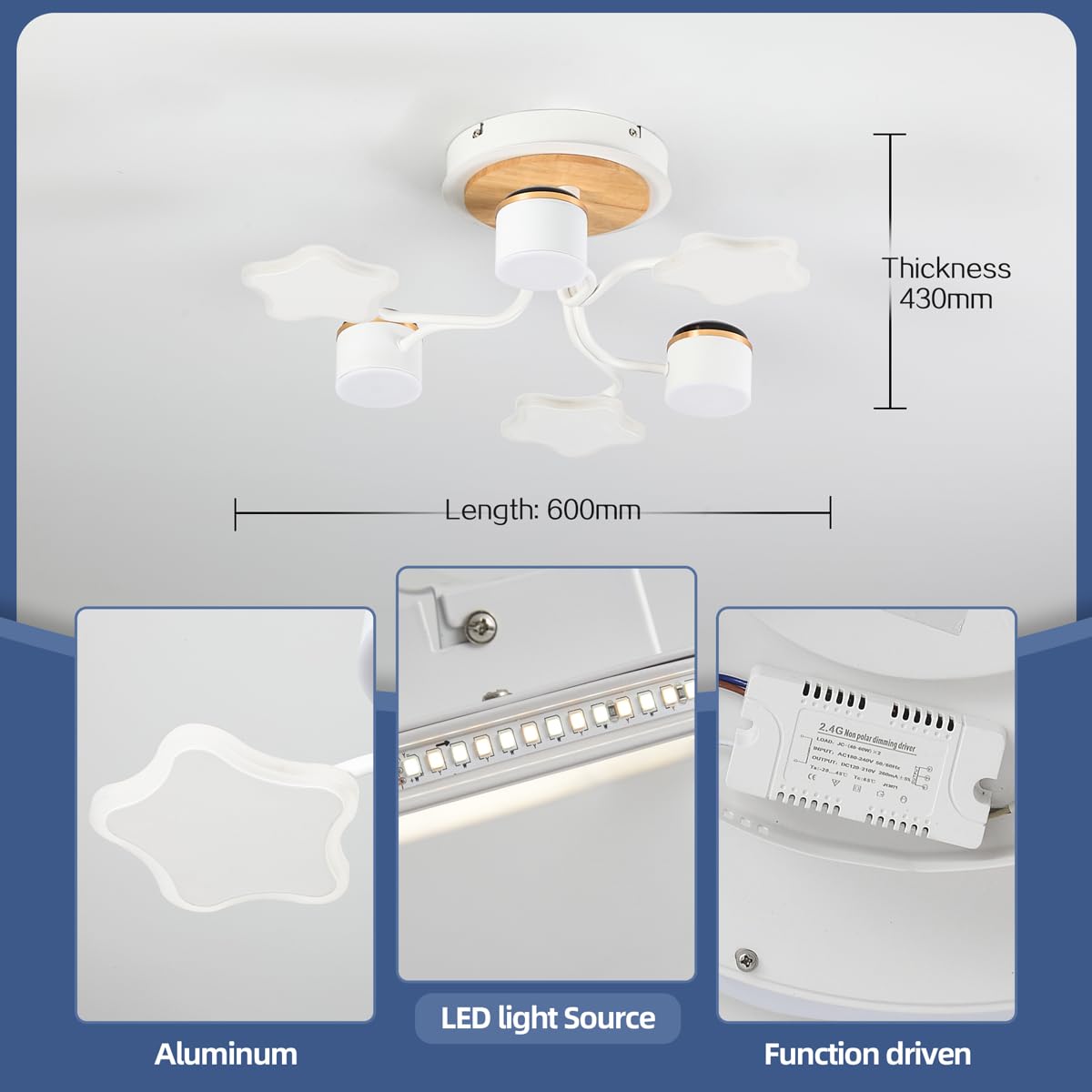 Deckenlampe LED 60cm Sternenhimmel mit Fernbedienung dimmbar 3000-6500K Nachtlicht Timer