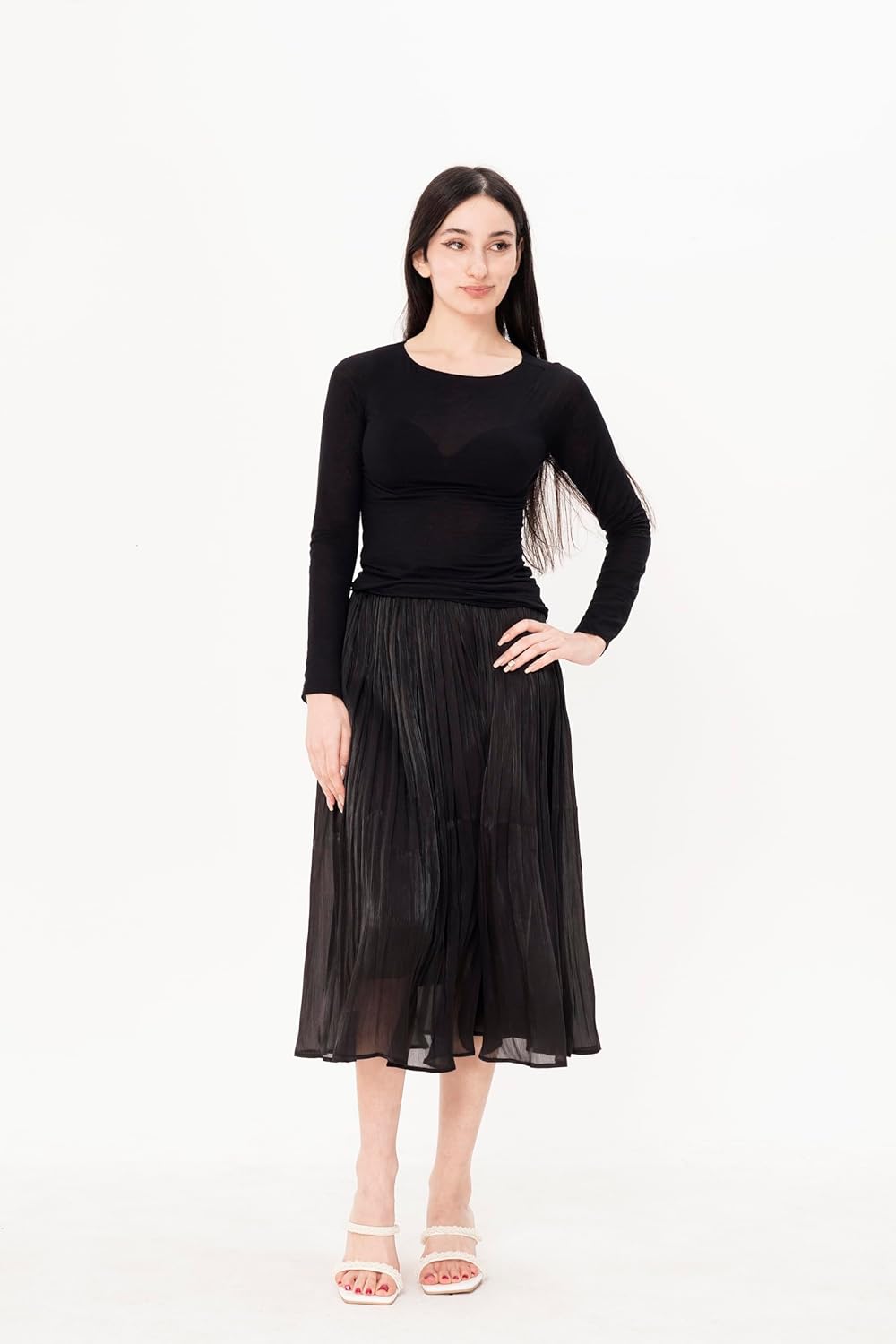 Pearl Kitten Heels for Women Flip Flops Slip On Mules Strappy Summer Sandals Square Toe Party Wedding Dress Pumps Shoes