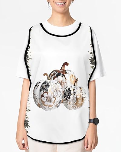 Miniatura 2 de Teather Unisex Cobbler Apron Flower Pumpkin Vest Cobbler Aprons Autumn Leaf Smock Apron with Pockets for Work Kitchen