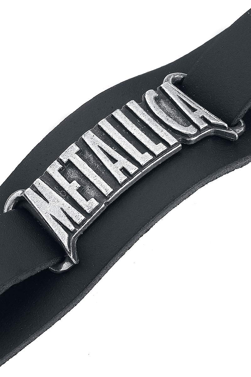 Metallica Logo Lederarmband schwarz