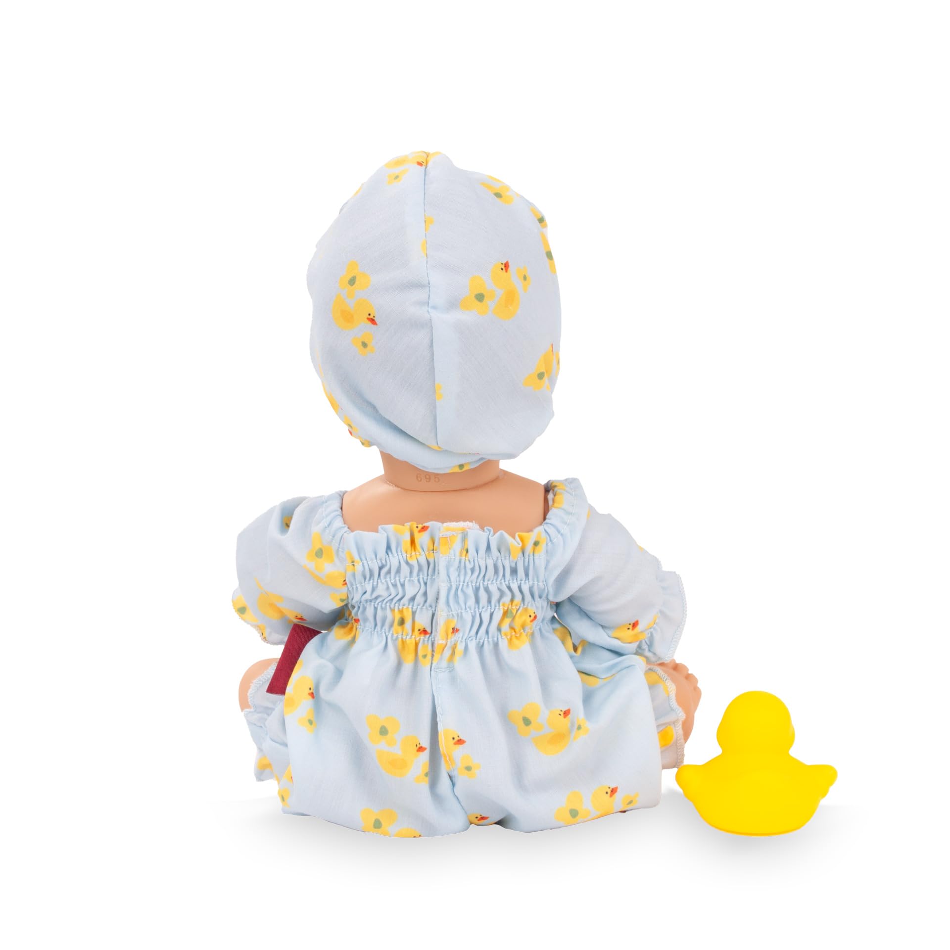 Götz 2653163 Sleepy Aquini Girl Set Little Duck Puppe 33 cm Badepuppe 9-TLG | für Kinder ab 3 Jahren, Babypuppe, ohne Haare, Hartkörper, blaue Schlafaugen, Trink-/Töpfchenfunktion, Badewanne und Badeente