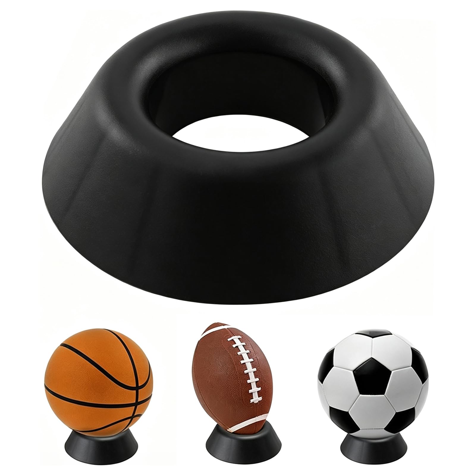 REBECCAHOWARD Black Heavy Duty PP Memorabilia Ball Stand,Ball Pedestal,Ball Display Stand,Storage Holder Soccer Ball Stand Basketball Football Volleyball Softball Bowling