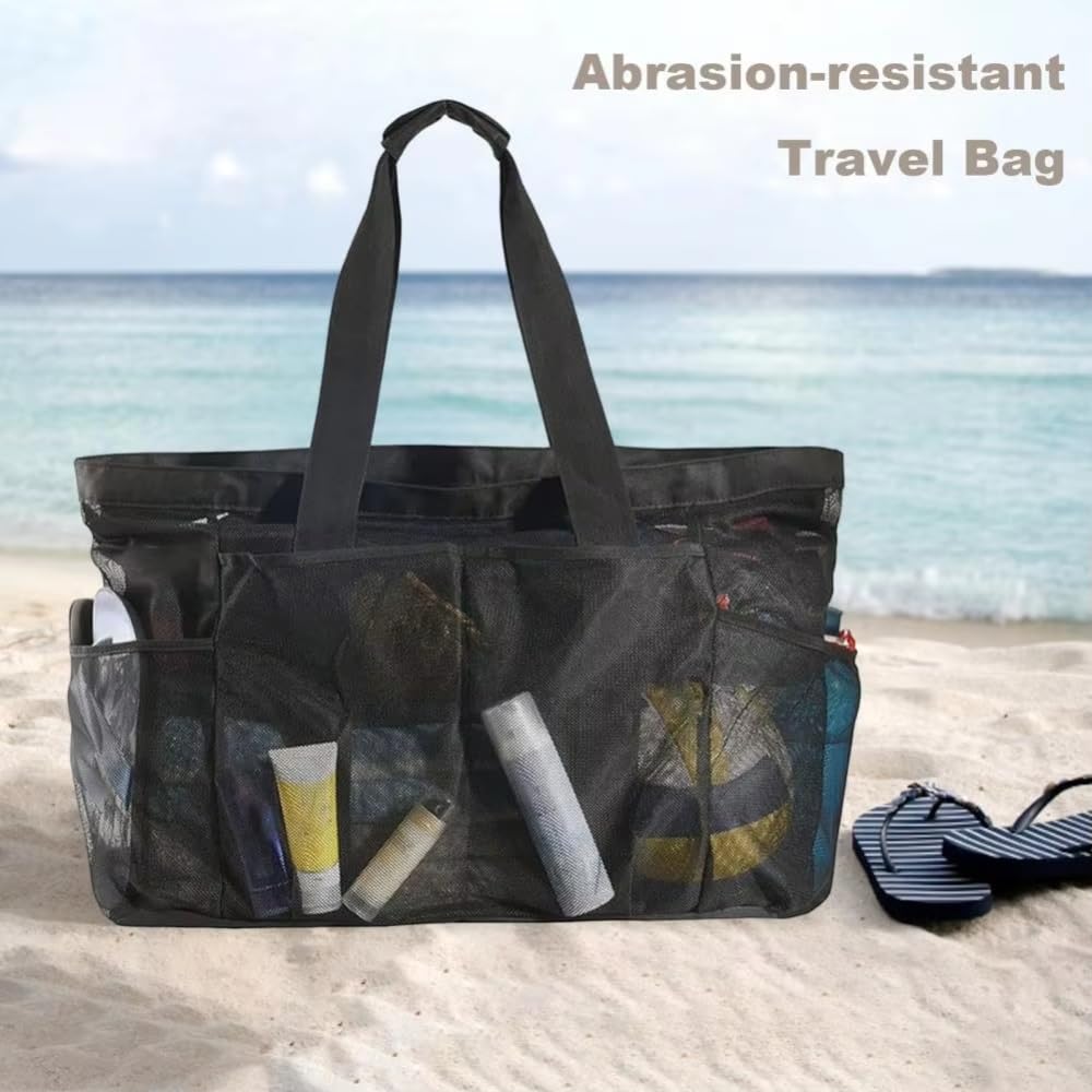Sac de Plage en Filet pour Femme, Sac de Plage en Maille, Multicolore, 1/2 pièces(Green)