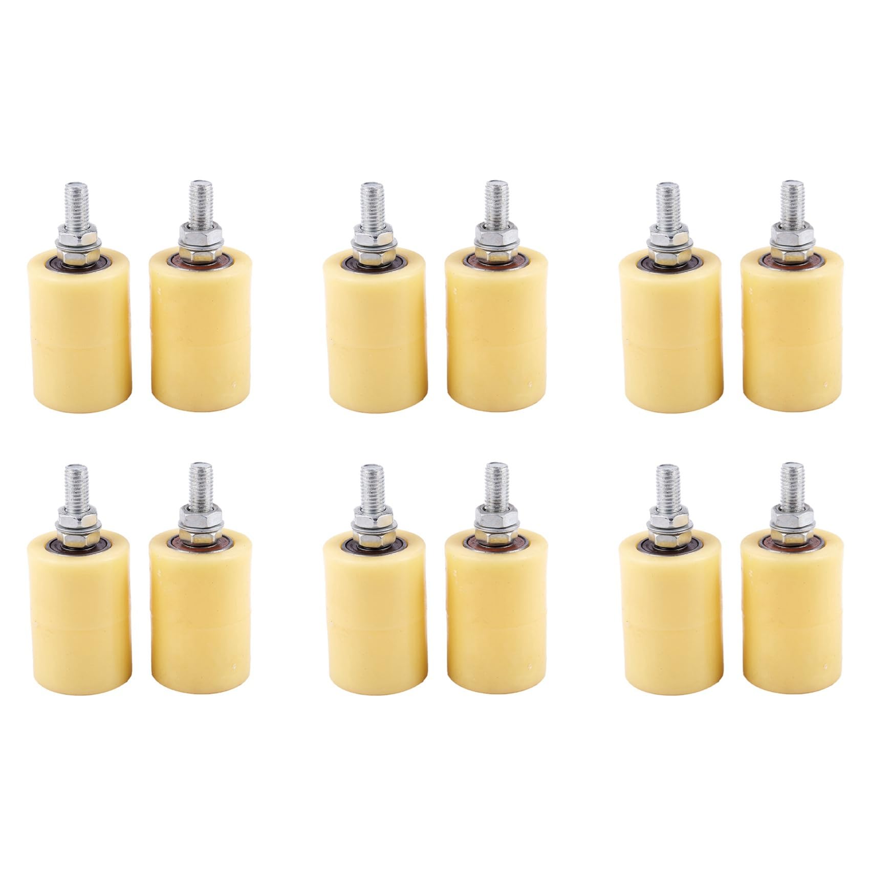 Jnchdghwa Yellow 12Pcs 50X70mm Pp Steel Flat Roller Bearing Guiding Wheel 6201 For Electric Door Sliding Gate